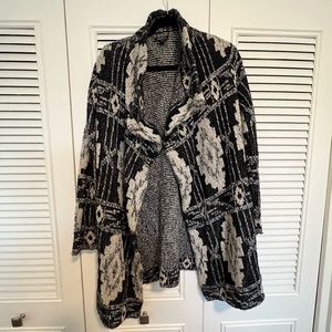 Lucky Brand Printed Cardigan black, white, and silver